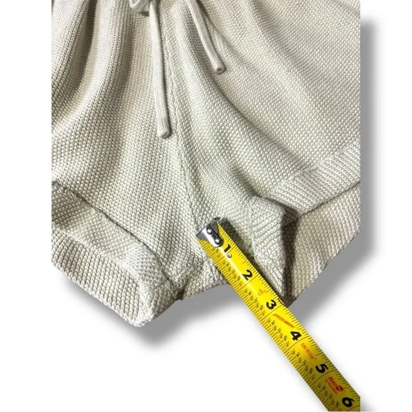 Lily High Waist Mint Green/Cream Elastic Waist With Drawstring Knit Micro Shorts - Picture 8 of 11
